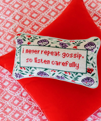 Gossip Needlepoint Pillow