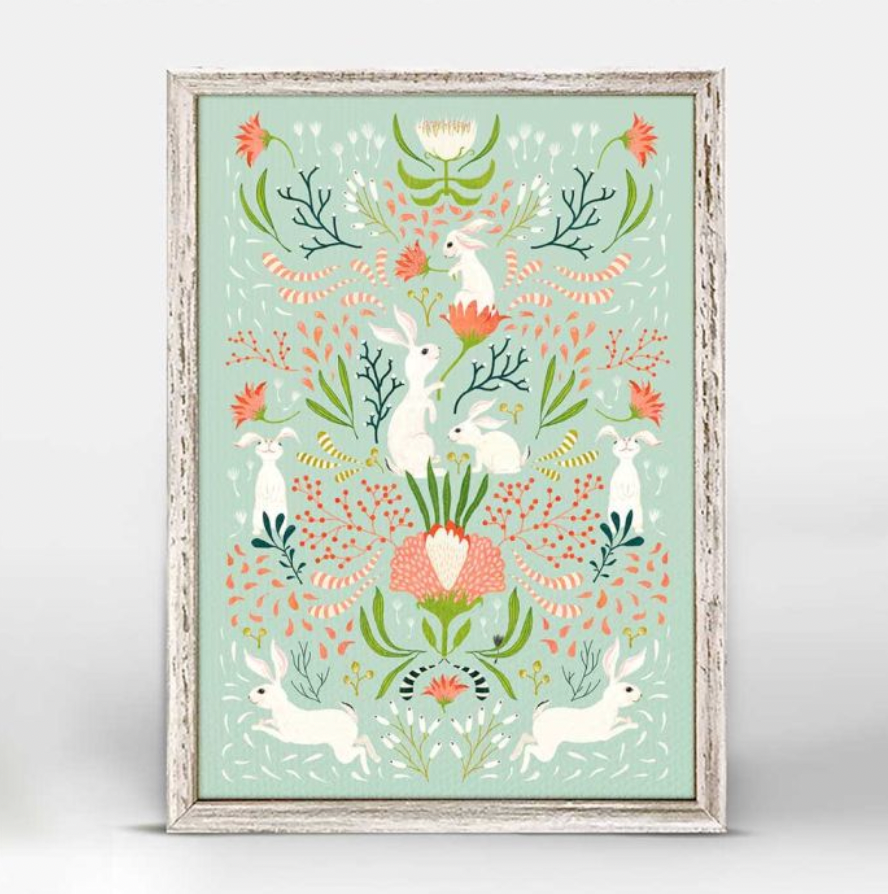 Spring Bunnies Mini Framed Canvas