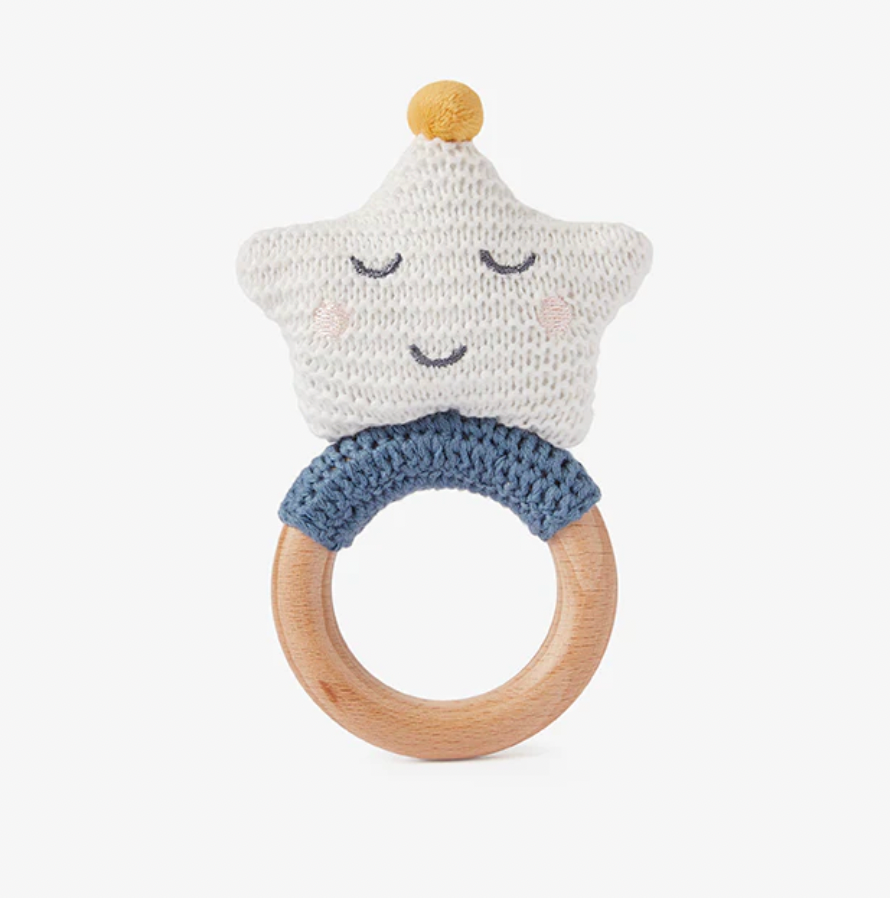Celestial Star Wooden Baby Rattle