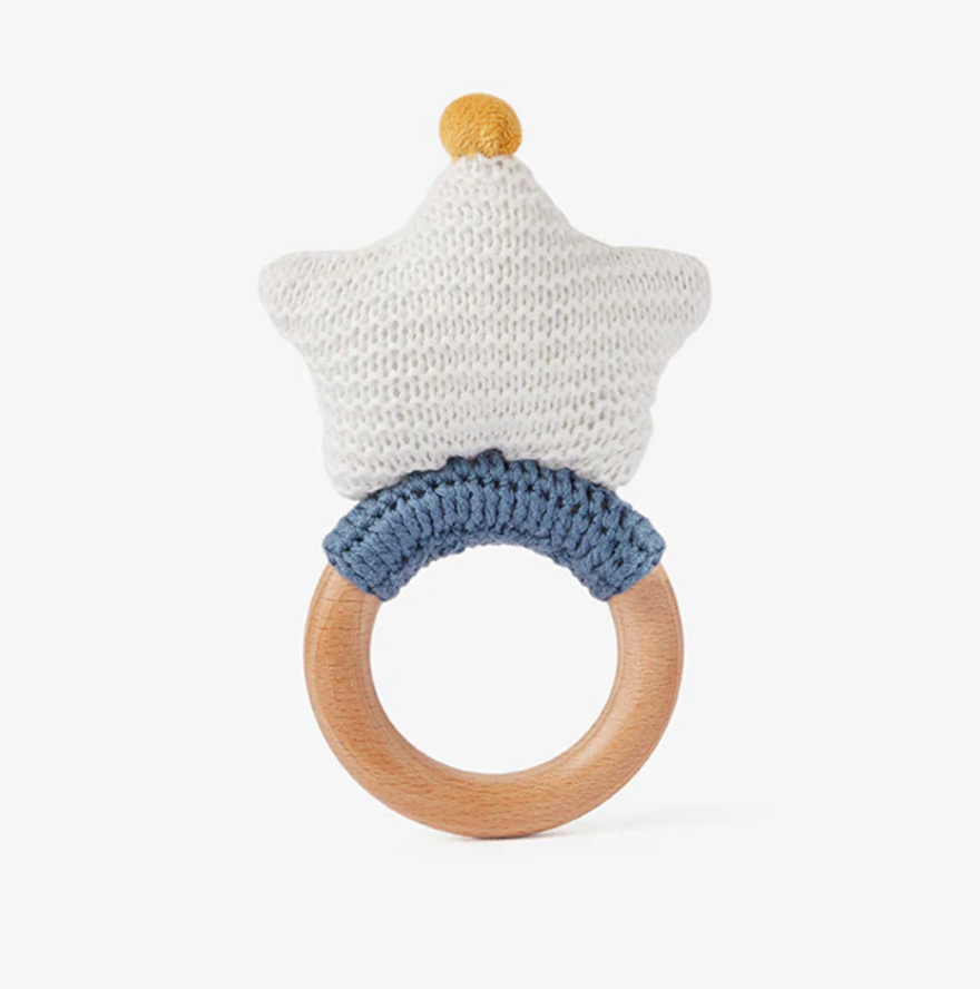 Celestial Star Wooden Baby Rattle