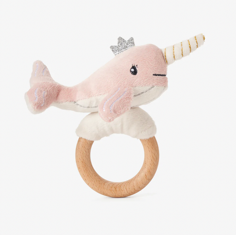 Narwhal Wooden Ring Rattle