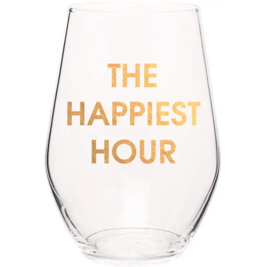 The Happiest Hour Wine Glass