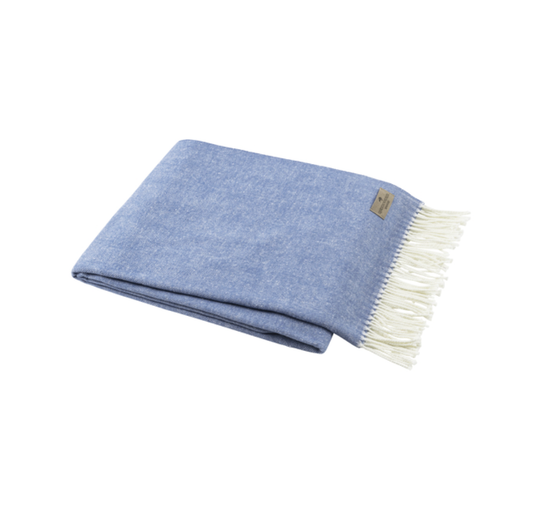 Italian Herringbone Throw in Azure