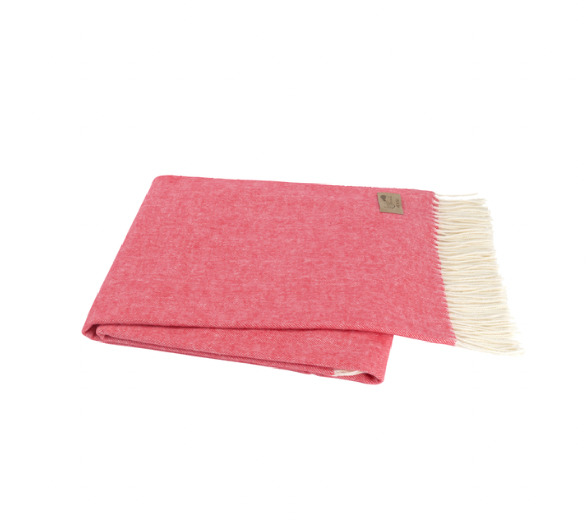 Italian Herringbone Throw in Coral