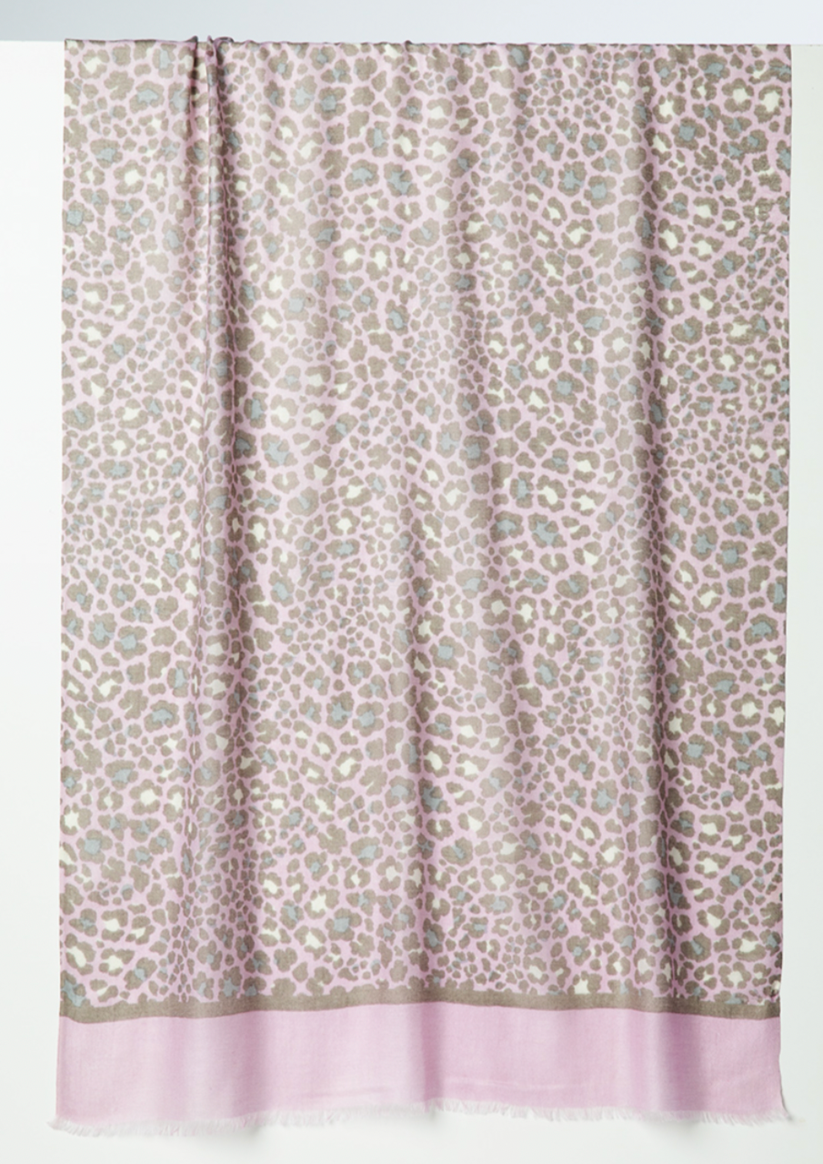 Kinross Orchid Leopard Print Scarf