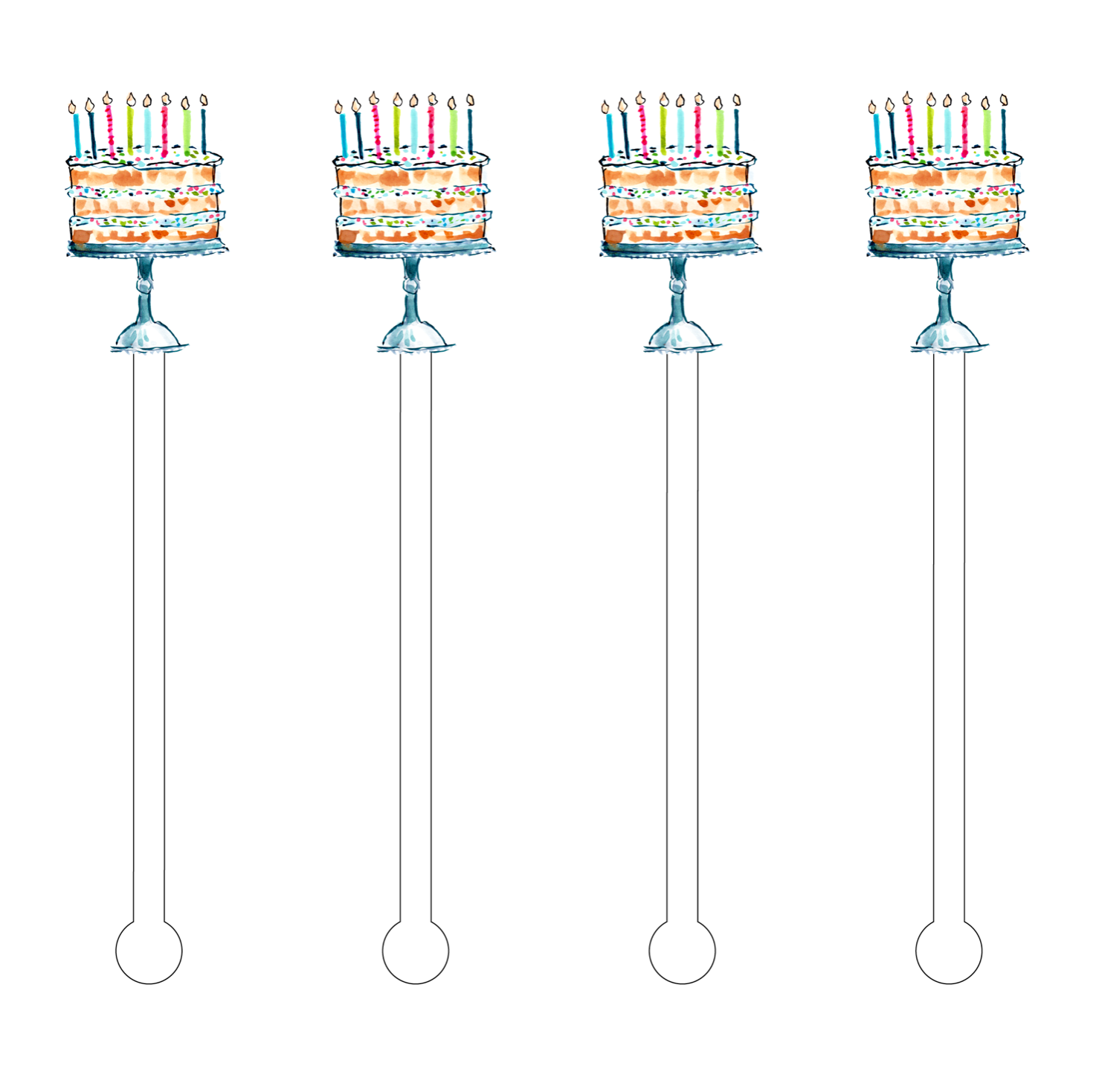 Happy Birthday Cake Acrylic Stir Sticks