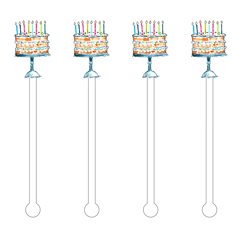 Happy Birthday Cake Acrylic Stir Sticks