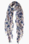 Blue Floral Cashmere and Silk Scarf