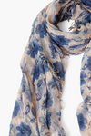 Blue Floral Cashmere and Silk Scarf