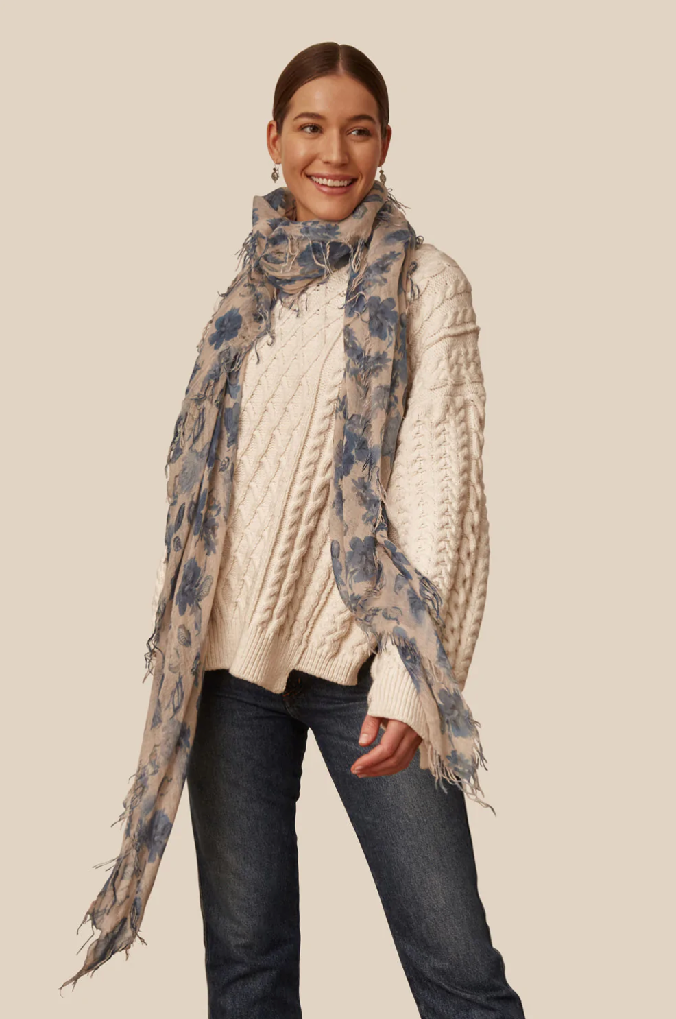 Blue Floral Cashmere and Silk Scarf – OMO Jewels & Gifts