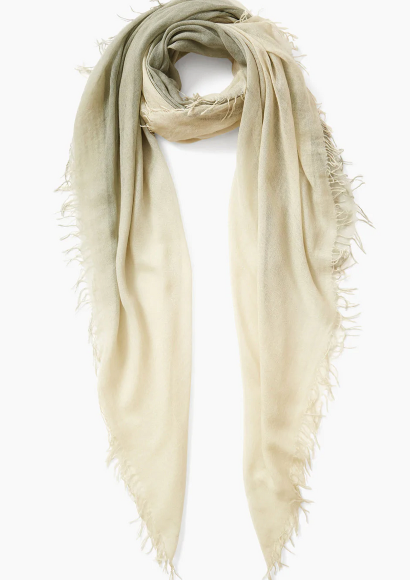 Sage Dip-Dyed Cashmere and Silk Scarf