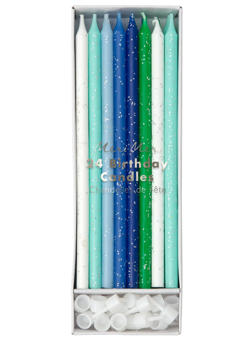 Blue & Green Glitter Candles
