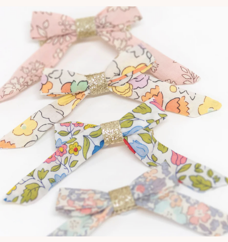 Floral Bow Hair Clips