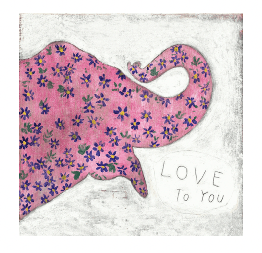 "Pink Elephant" 12"x12" Art