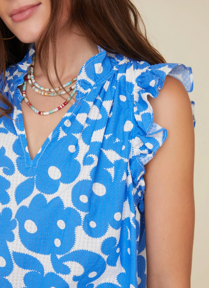 Xirena Bex Top in Blue Curls