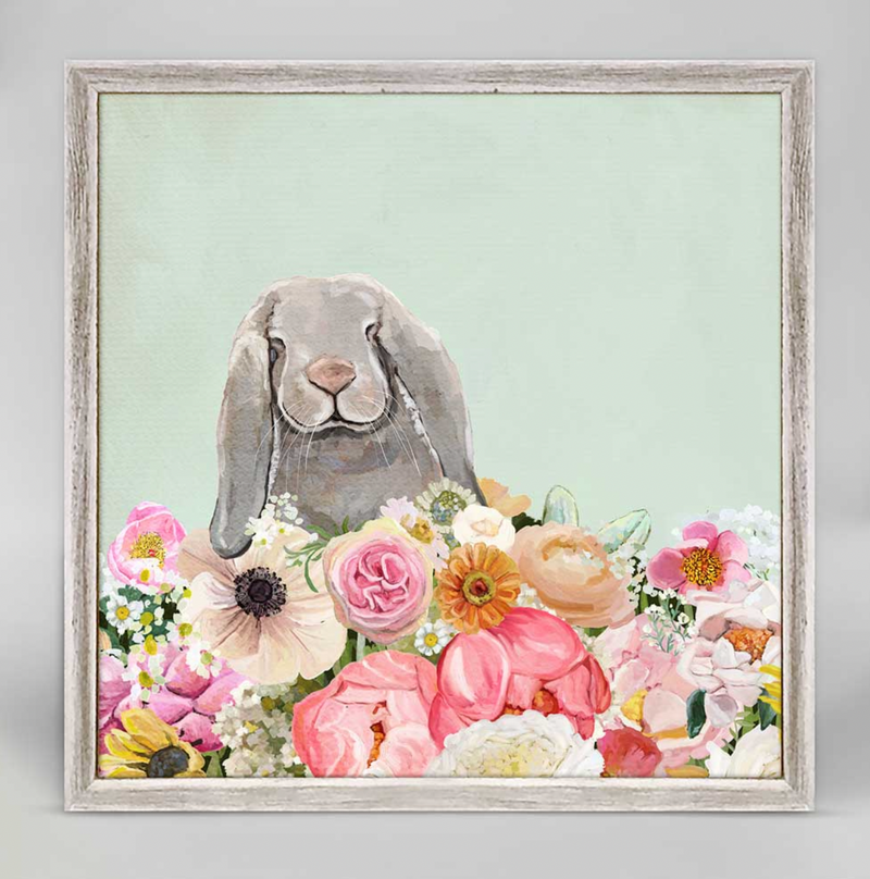 Springtime Bunny Floppy Eared Mini Framed Canvas
