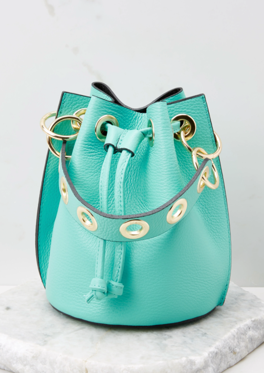 Bucket Leather Bag Aqua