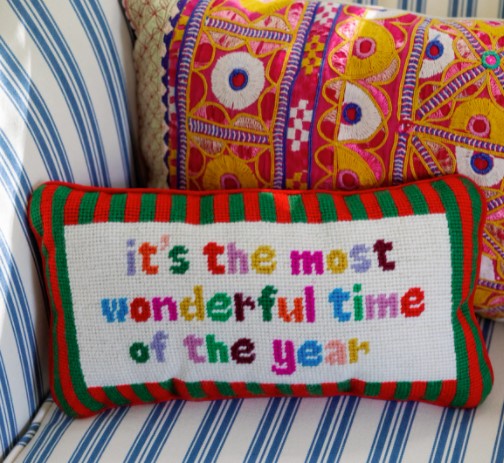 Wonderful Time of the Year Needlepoint Pillow