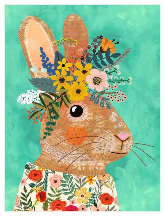 Rabbit Floral Friend 10x14